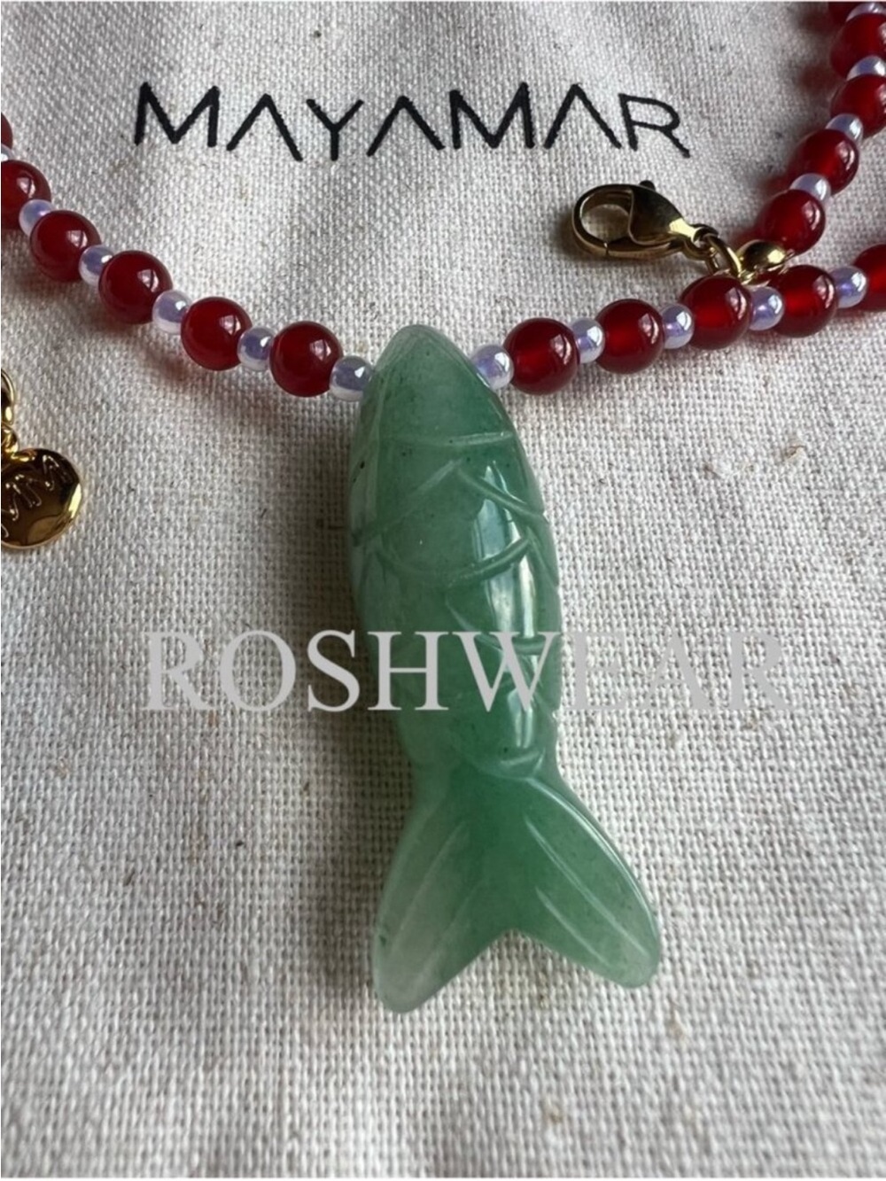 Green Adventure Fish Pendant with Red Agate Beads NWOT - Picture 9 of 9